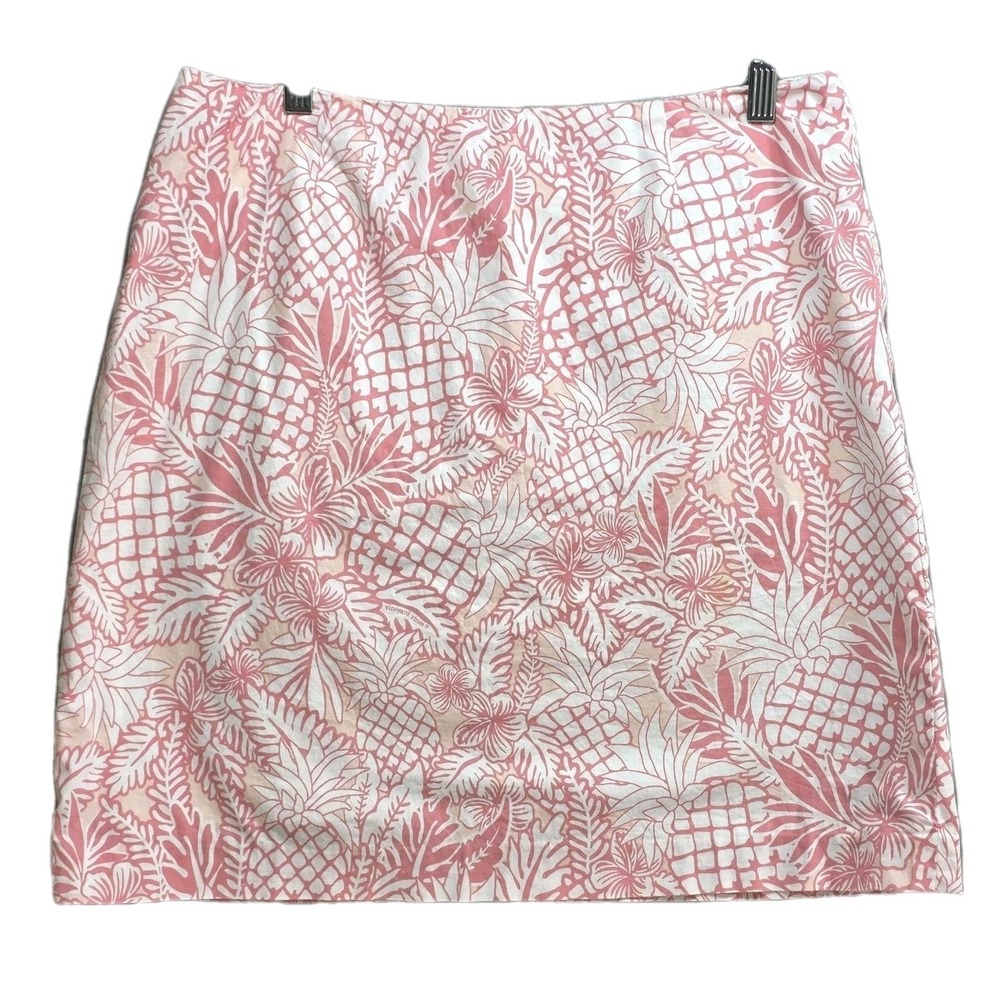 Vineyard Vines Pina Colada Pineapple Margo Skirt Womens 8 Pink Logo‎ Preppy Mini - Picture 2 of 9